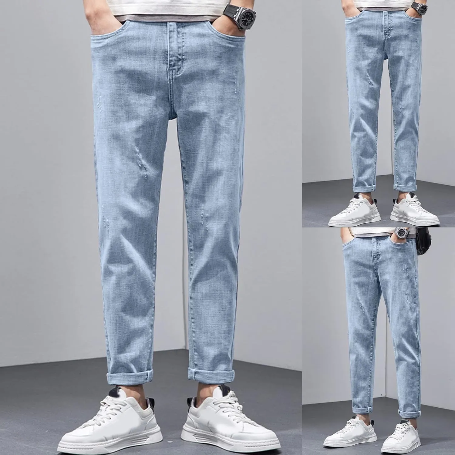 Key Relaxed Fit Jeans for Men Mens Autumn Winter Casual Pant Sports Pants with Pocket Fashion Jeans Nine