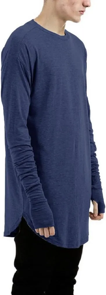 LILBETTER Mens Thumb Hole Cuffs Long Sleeve T-Shirt Basic Tee