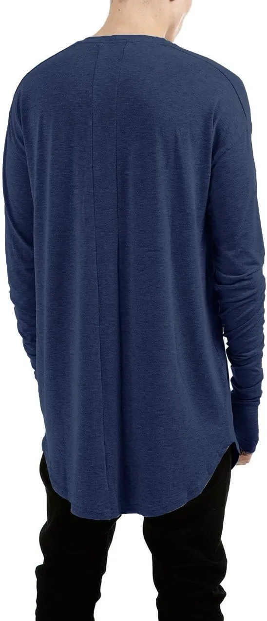 LILBETTER Mens Thumb Hole Cuffs Long Sleeve T-Shirt Basic Tee