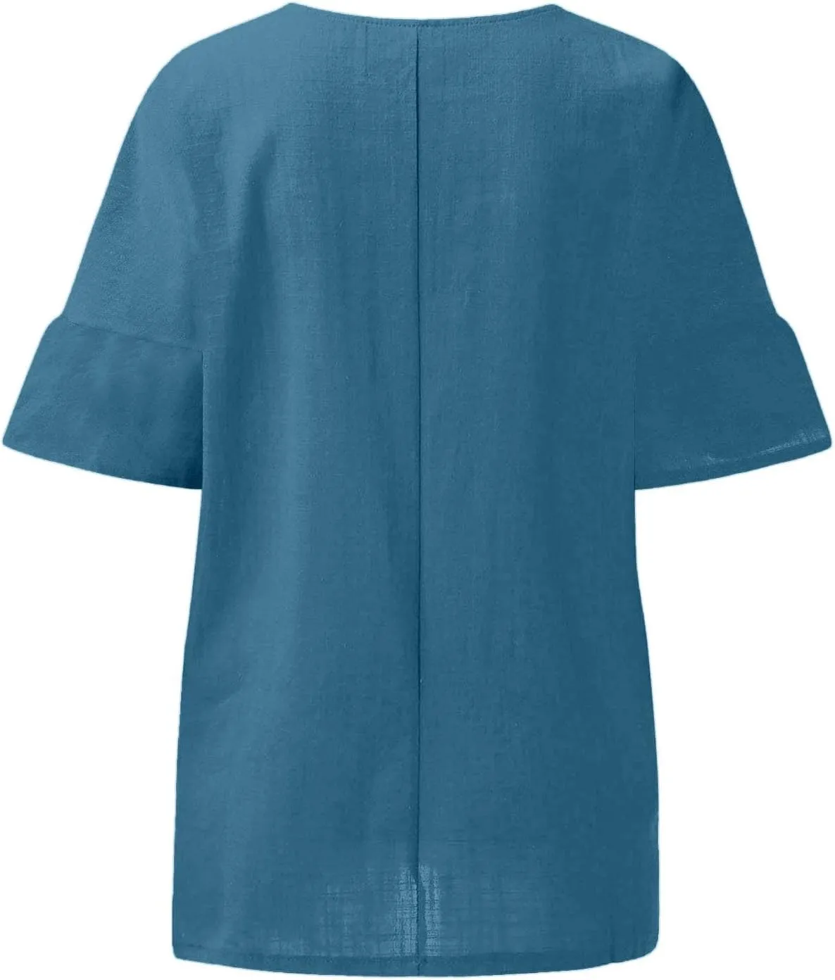 Linen Shirts for Women Summer Cotton Linen Plain Short Sleeve T Shirt Casual Plus Size Trendy V Neck Tee Tops