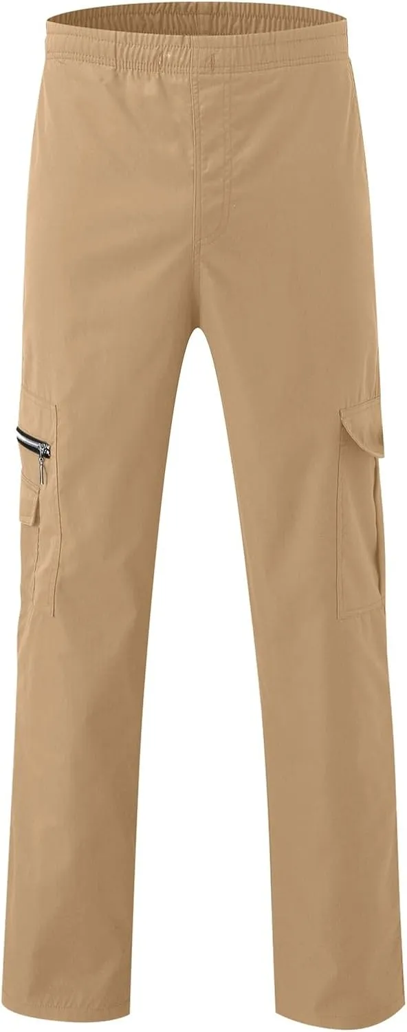 Male Versatile All Season Cargo Pants Multi Pocket Zip Button Hem Solid Color Plus Size Outdoor Soldier 76 Pants