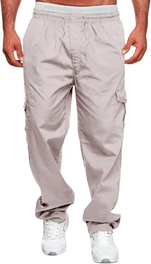 Male Versatile All Season Cargo Pants Multi Pocket Zip Button Hem Solid Color Plus Size Outdoor Soldier 76 Pants