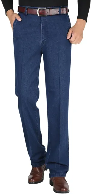 Men High Waist Straight Fit Jeans High Waist Straight Fit Stretch Denim 569 Loose Straight