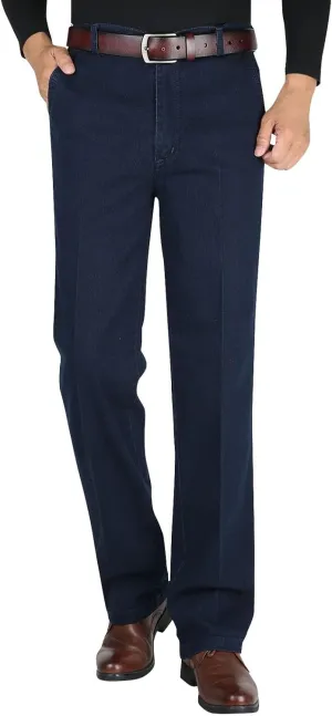Men High Waist Straight Fit Jeans High Waist Straight Fit Stretch Denim 569 Loose Straight