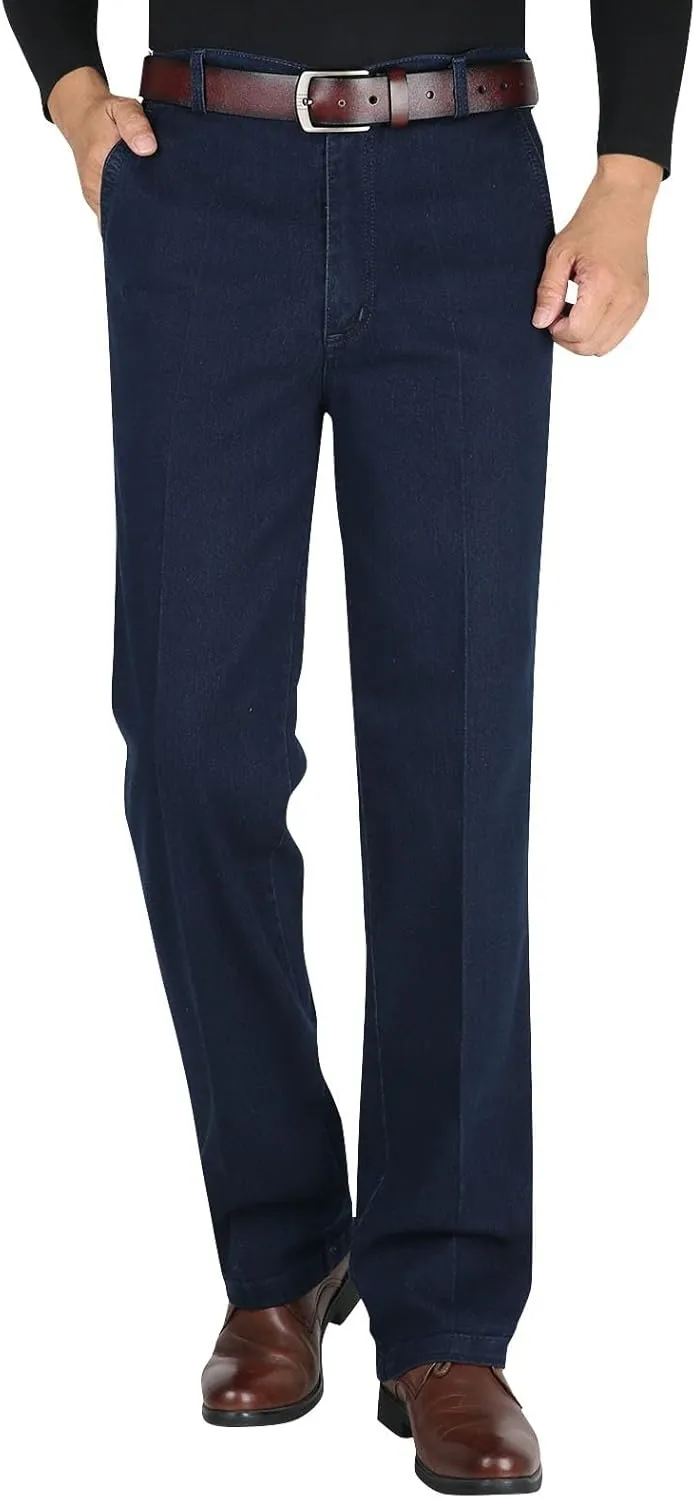 Men High Waist Straight Fit Jeans High Waist Straight Fit Stretch Denim 569 Loose Straight