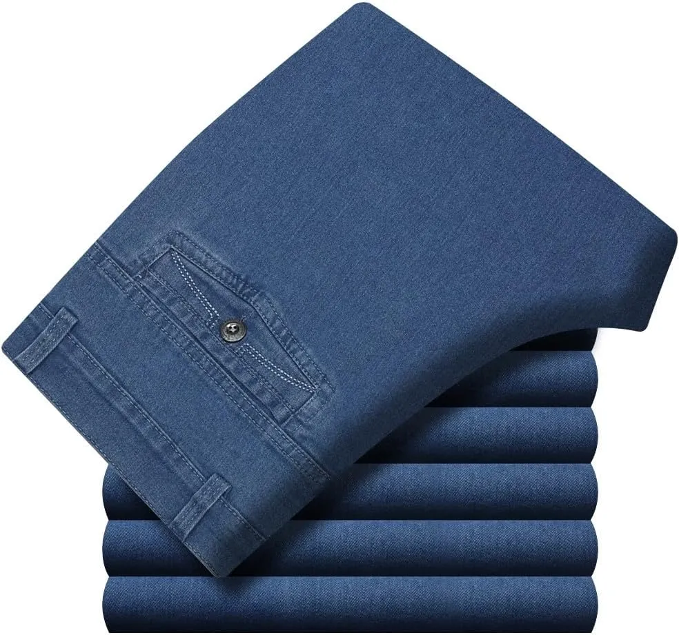 Men High Waist Straight Fit Jeans High Waist Straight Fit Stretch Denim 569 Loose Straight