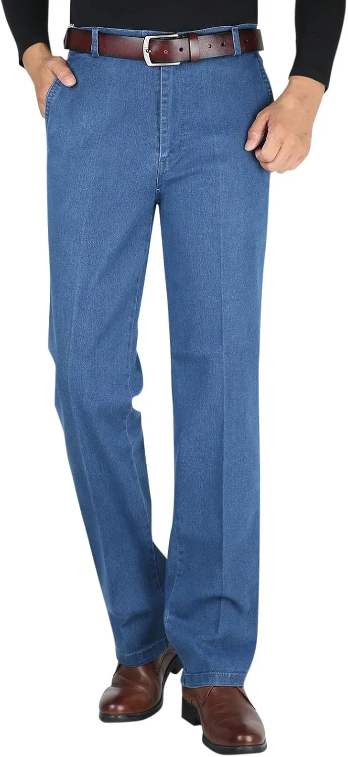 Men High Waist Straight Fit Jeans High Waist Straight Fit Stretch Denim 569 Loose Straight