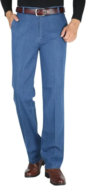 Men High Waist Straight Fit Jeans High Waist Straight Fit Stretch Denim 569 Loose Straight