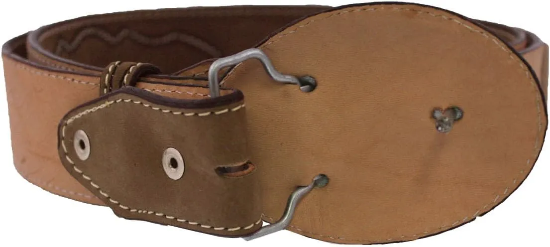 Mens #480 Brown Western Cowboy Belt Stitched Leather Rodeo Buckle