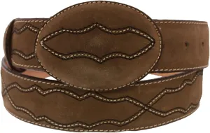 Mens #480 Brown Western Cowboy Belt Stitched Leather Rodeo Buckle