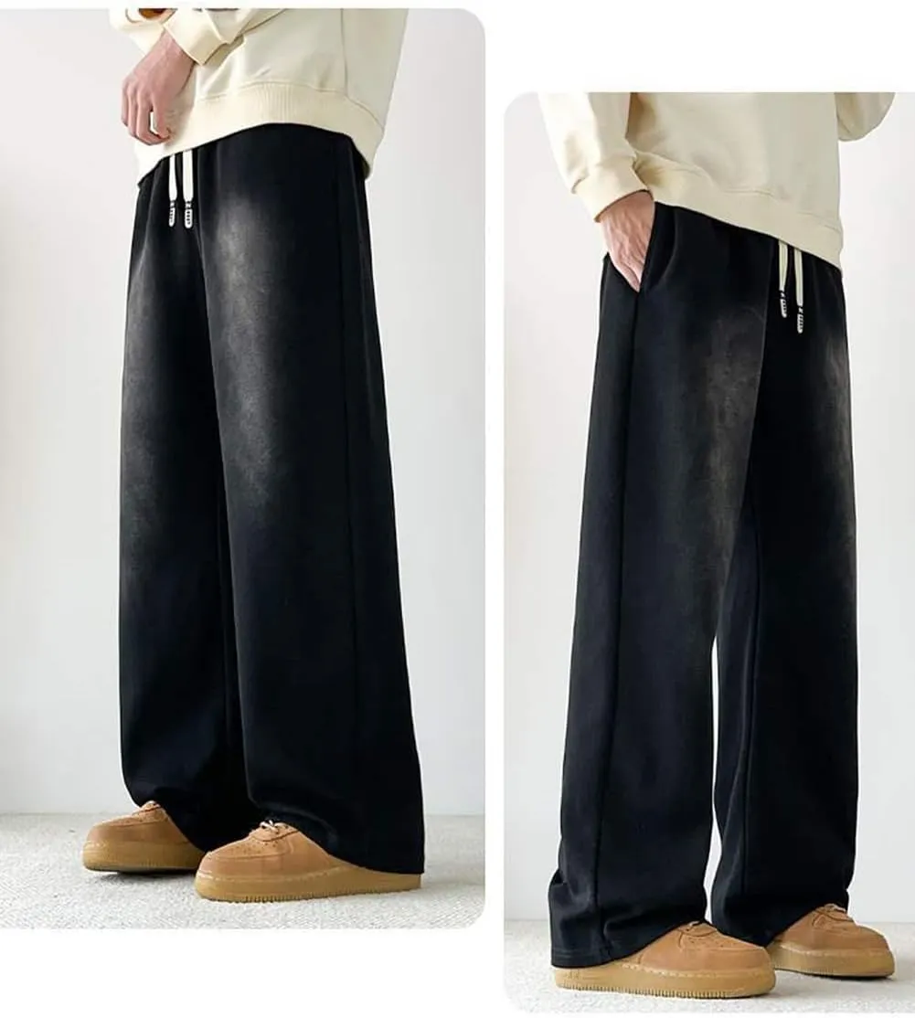 Men's Baggy Jeans with Elastic Waist High Waisted Casual Drawstring Pull On Straight Leg Stretch Denim Pants Streetwear S-4XL
