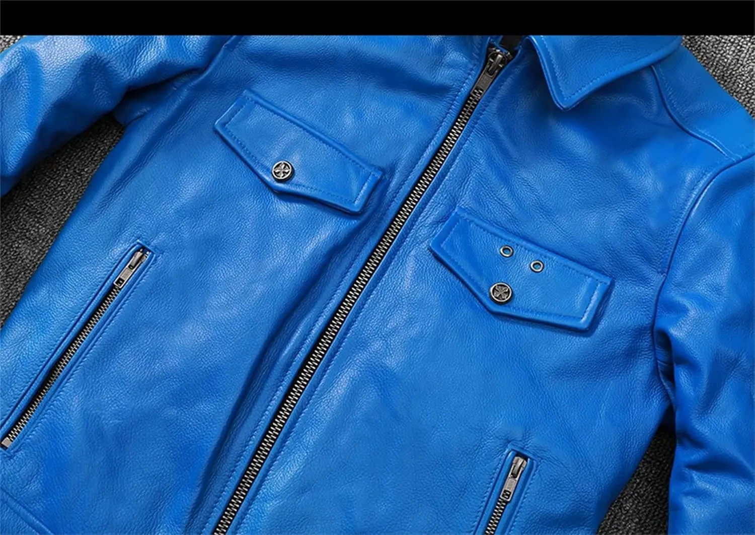 Men’s Cowhide Leather Jacket Cool Weather Slim Fit Motorcycle Coat