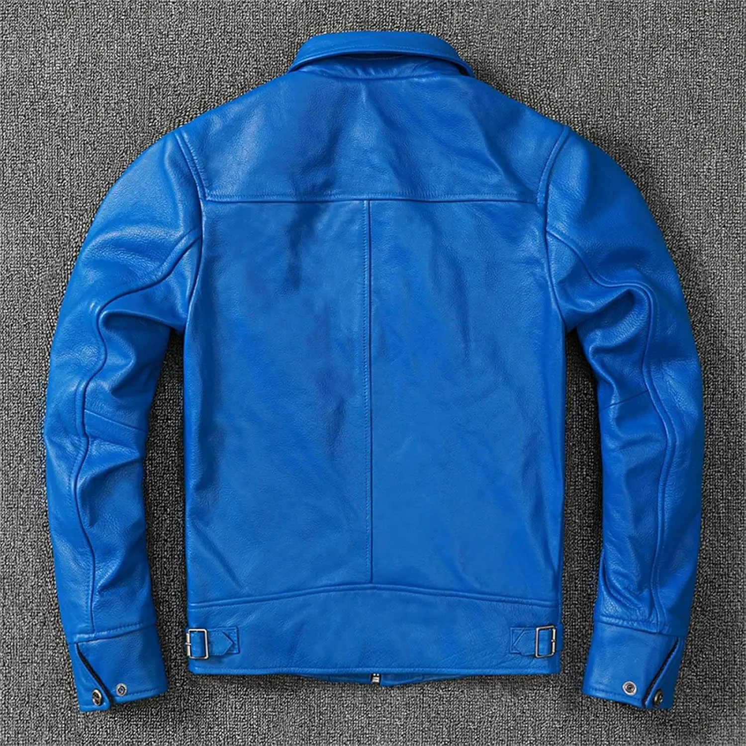 Men’s Cowhide Leather Jacket Cool Weather Slim Fit Motorcycle Coat