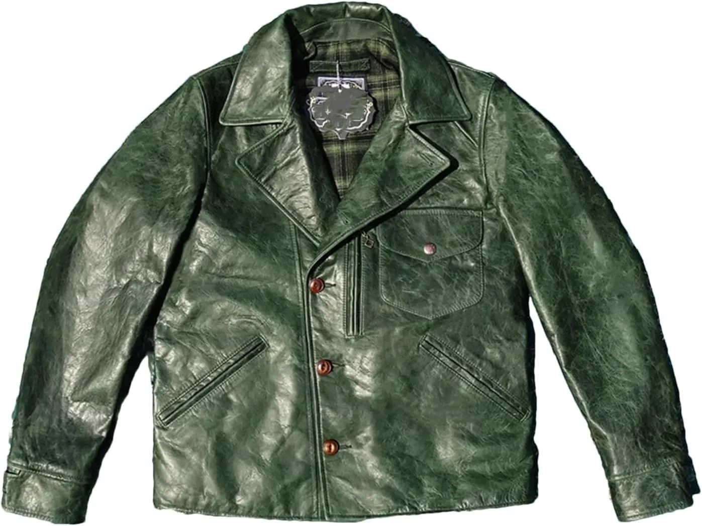 Men’s Double Helix Rider Leather Jacket Motorcycle Slim Fit Year-Round Coat