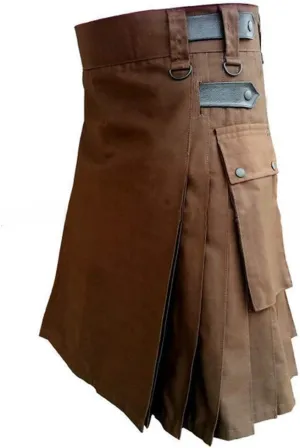 Men's Fashion Kendo Skirts Glitter Foam Clothing with Pockets Gothic Scottish Vintage Scotland Skirts