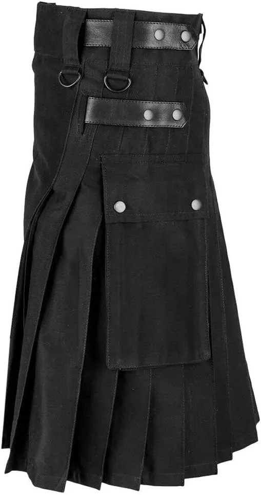 Men's Fashion Kendo Skirts Glitter Foam Clothing with Pockets Gothic Scottish Vintage Scotland Skirts