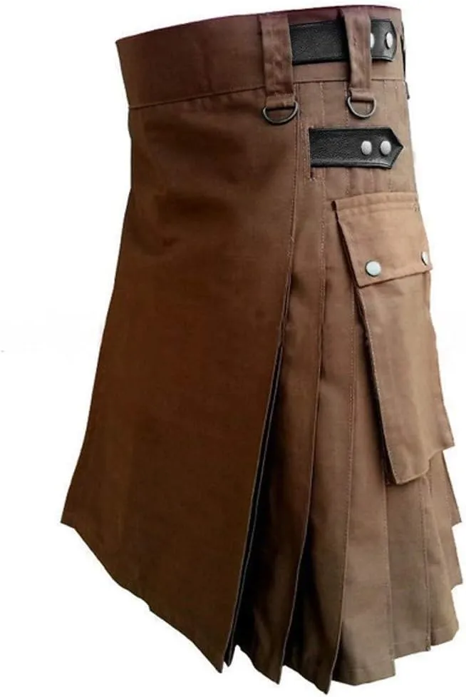 Men's Fashion Kendo Skirts Glitter Foam Clothing with Pockets Gothic Scottish Vintage Scotland Skirts