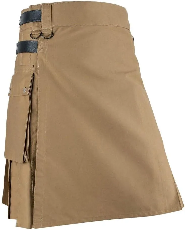 Men's Fashion Kendo Skirts Glitter Foam Clothing with Pockets Gothic Scottish Vintage Scotland Skirts