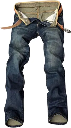 Men's Jeans Comfort Stretch Denim Straight Leg Relaxed Fit Jeans Slip
