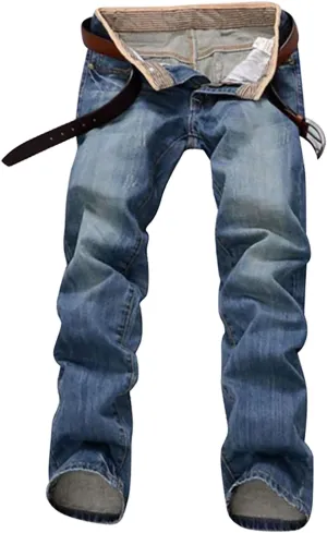 Men's Jeans Comfort Stretch Denim Straight Leg Relaxed Fit Jeans Slip