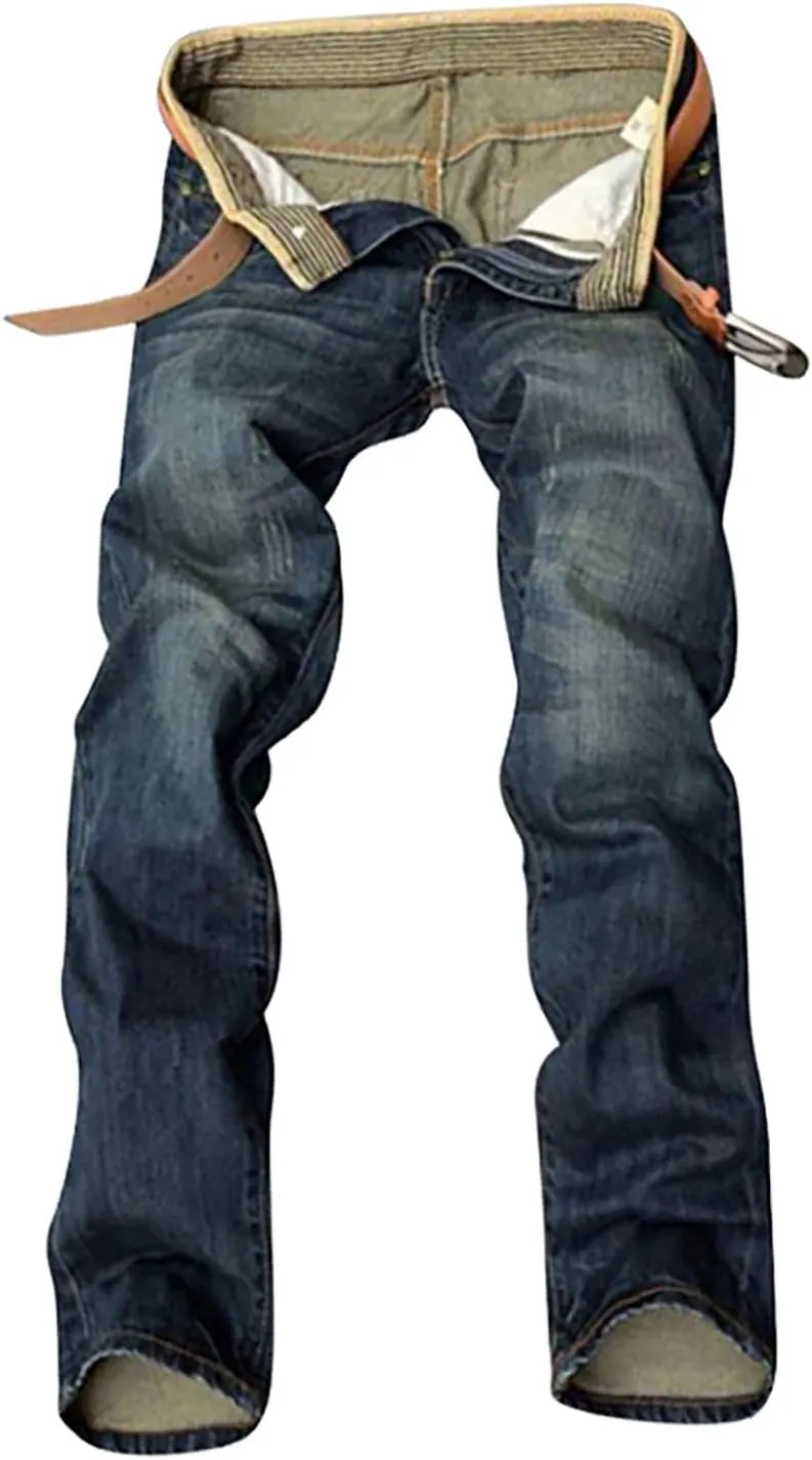 Men's Jeans Comfort Stretch Denim Straight Leg Relaxed Fit Jeans Slip
