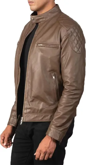 Men’s Motorcycle Leather Jacket Retro Lapel Slim Fit Layered Casual Coat