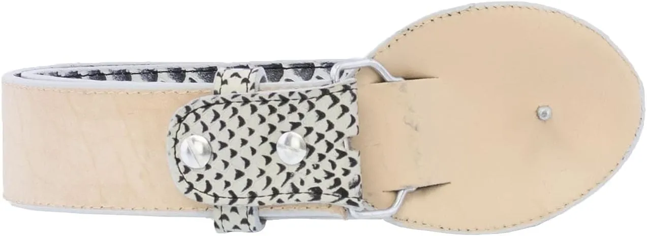 Mens Natural Snake Python Print Leather Cowboy Belt Rodeo Buckle