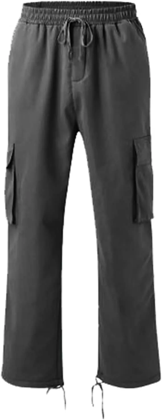 Mens Pants Stocking Sock Winter High Street Fashion Leisure Loose Sports Running Solid Color Lace Up Pants Sweater