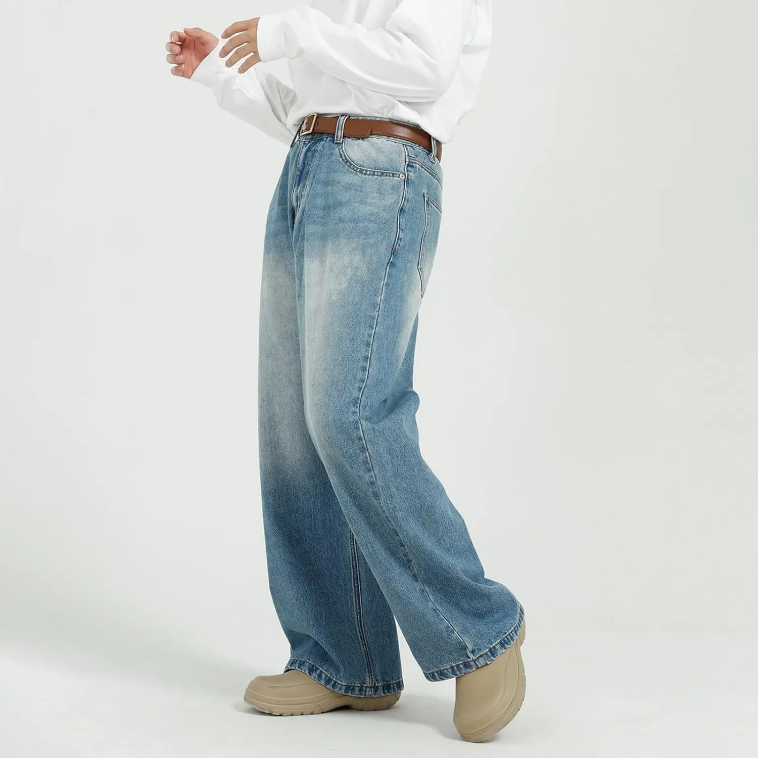 Men's Relaxed Fit Jeans Straight Leg Stretch Comfort Denim Jeans for Men Moccasins