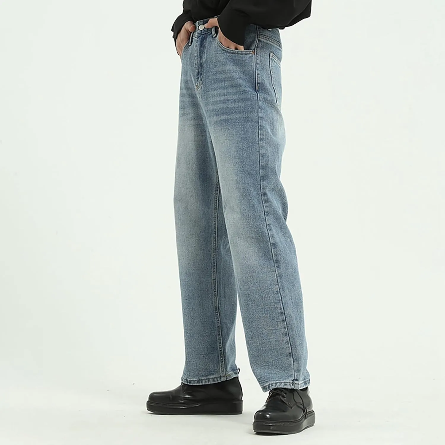 Men's Relaxed Fit Jeans Straight Leg Stretch Comfort Denim Jeans for Men Moccasins