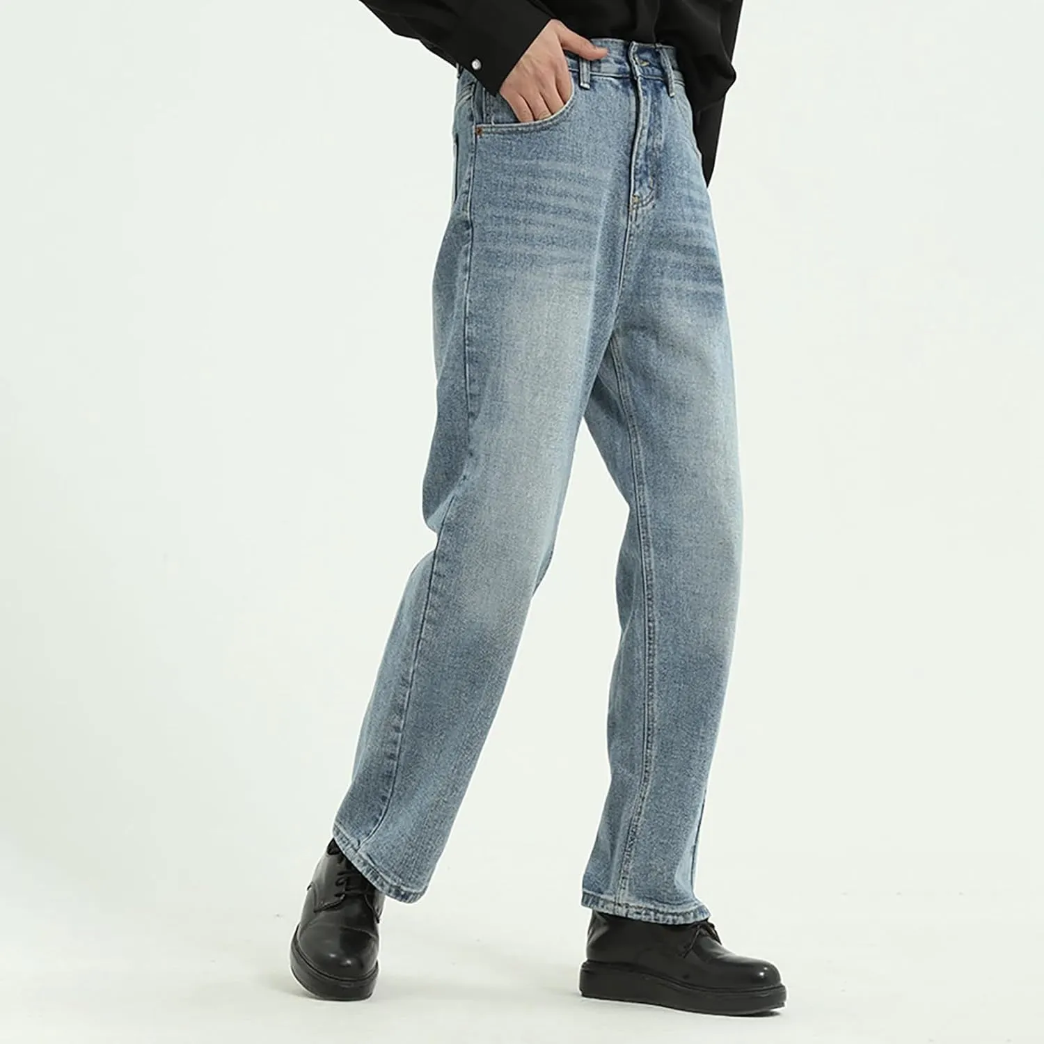 Men's Relaxed Fit Jeans Straight Leg Stretch Comfort Denim Jeans for Men Moccasins