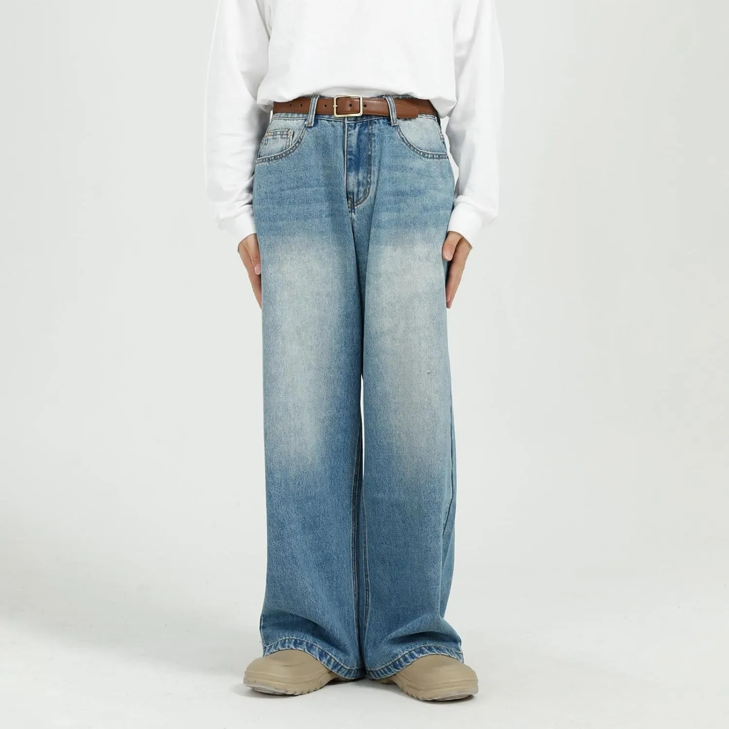 Men's Relaxed Fit Jeans Straight Leg Stretch Comfort Denim Jeans for Men Moccasins
