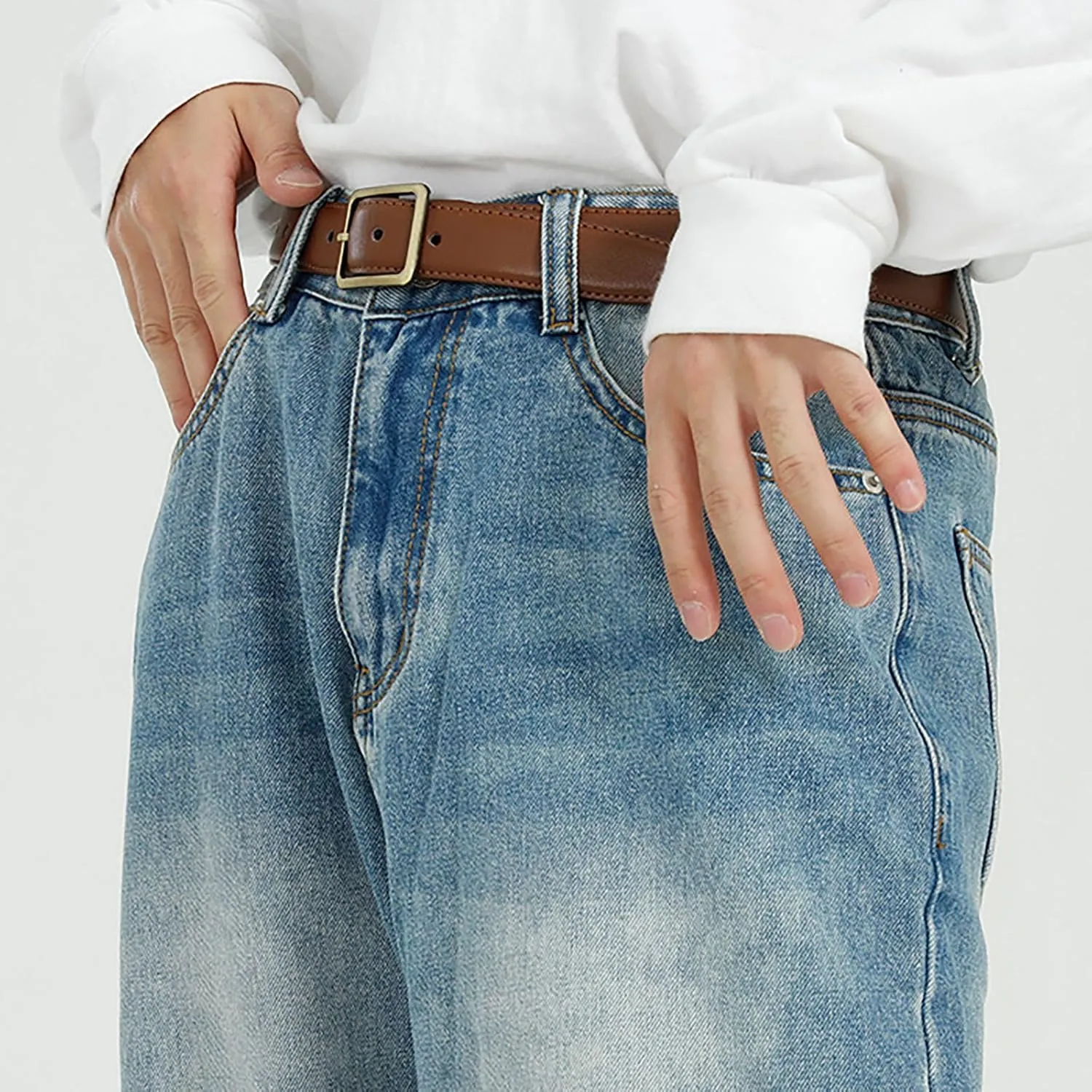 Men's Relaxed Fit Jeans Straight Leg Stretch Comfort Denim Jeans for Men Moccasins