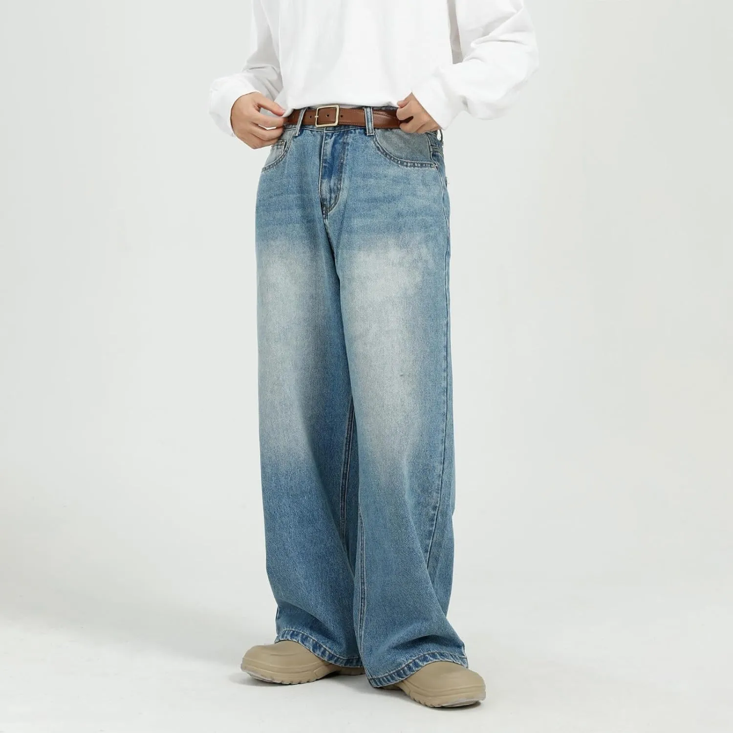 Men's Relaxed Fit Jeans Straight Leg Stretch Comfort Denim Jeans for Men Moccasins