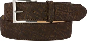 Mens Rustic Brown Elephant Print Leather Cowboy Belt Silver Tone Buckle Cinto
