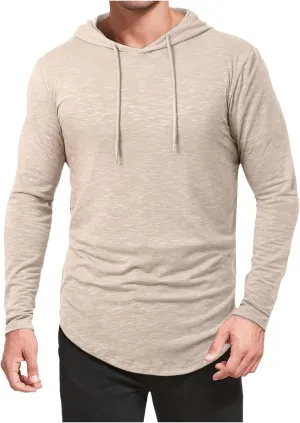 Men's Summer Shirts Long Sleeve Hat Elastic Rope Blouse Solid Color Comfy Leisure Style Sport Pants Fresh Trendy Tee