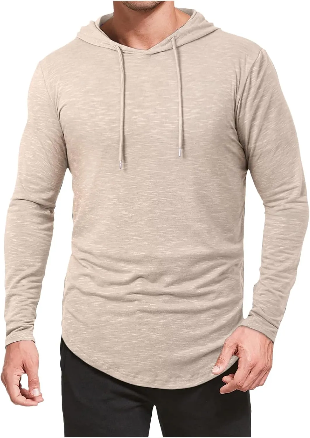 Men's Summer Shirts Long Sleeve Hat Elastic Rope Blouse Solid Color Comfy Leisure Style Sport Pants Fresh Trendy Tee
