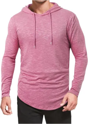 Men's Summer Shirts Long Sleeve Hat Elastic Rope Blouse Solid Color Comfy Leisure Style Sport Pants Fresh Trendy Tee