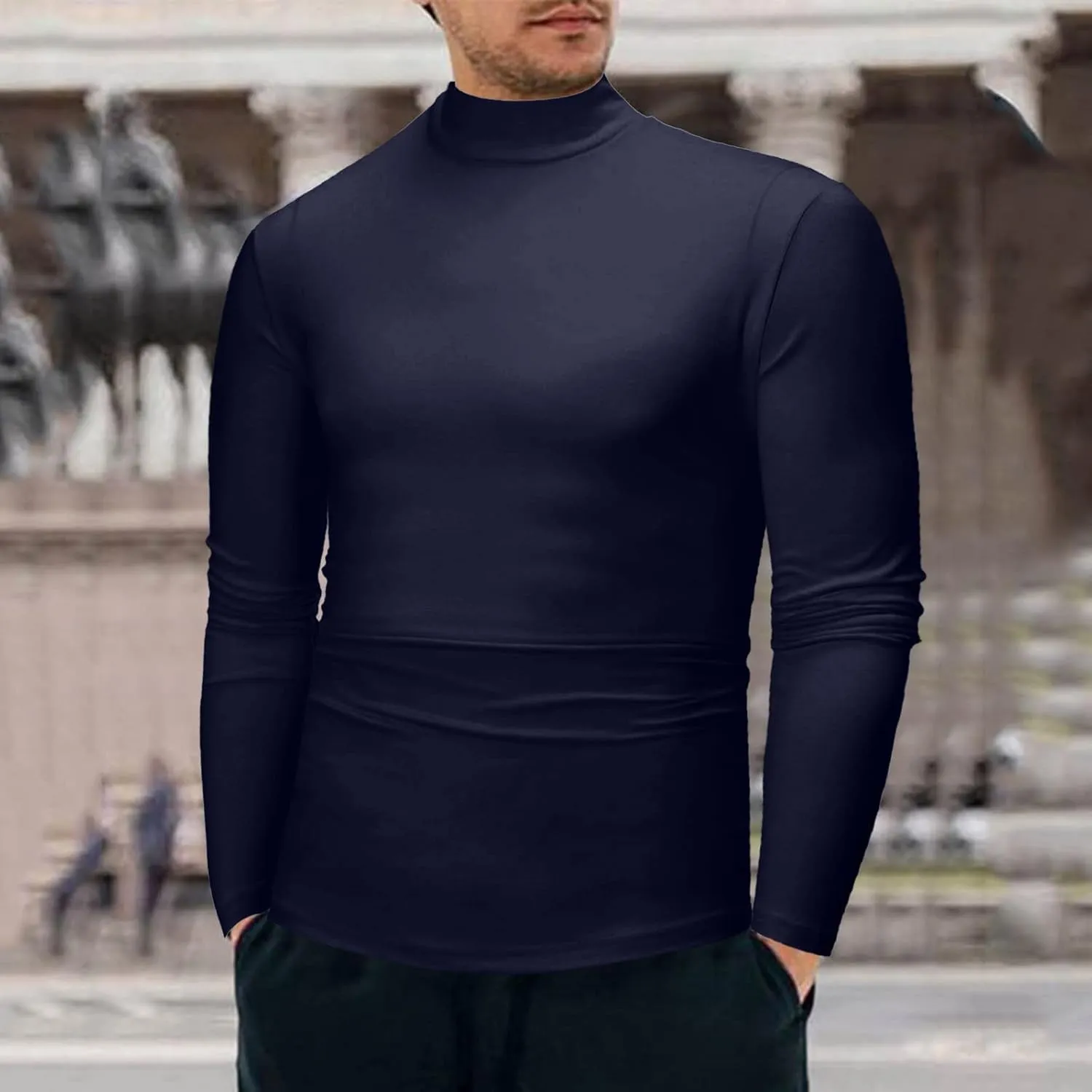 Men's Summer Shirts Long Sleeve High Collar Sexy Comfortable Leisure Style Sport Pants Comfy Fashion Trendy Tee
