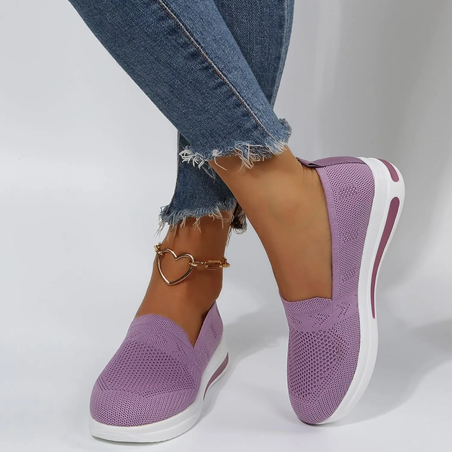 Orthopedic Shoes for Women Slip on Sneakers Comfort Non Slip Work Sneakers Woven Arch Support Breathable Walking Shoes