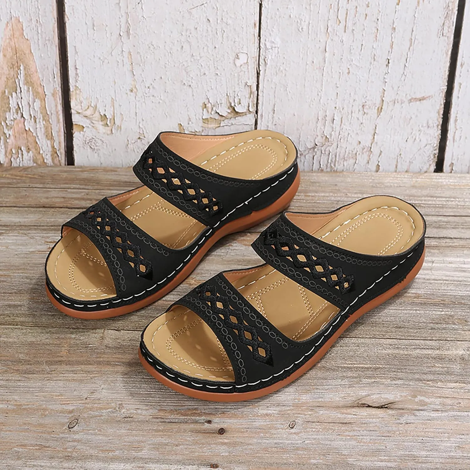 Orthopedic Summer Slides for Women with Arch Support Comfortable Walking Shoes Lightweight Adjustable Straps Beach Casual Outdoor Recovery Sandals
