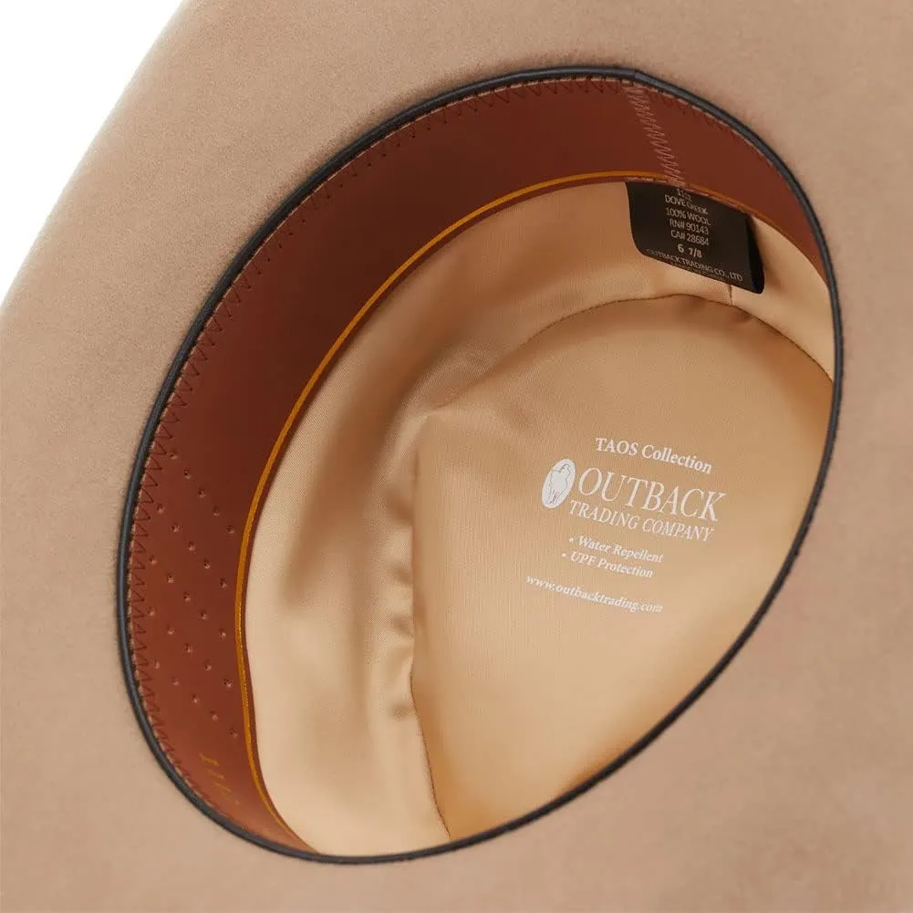 Outback Trading Company 1112 Unisex Dove Creek UPF 50 Water-Resistant Satin-Lined Western-Style Wool Hat