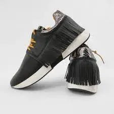 PEPA WOMENS BLACK FRINGE SNEAKER