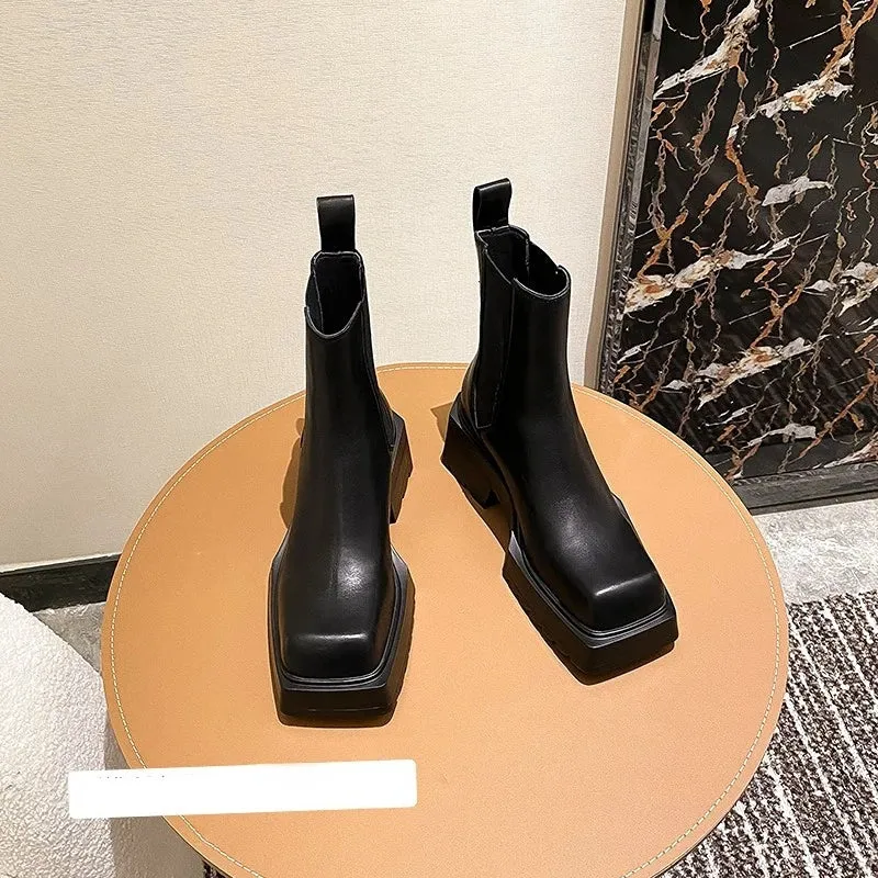 Schwarze Chelsea Boots mit Chunky Heel im Grunge-Stil