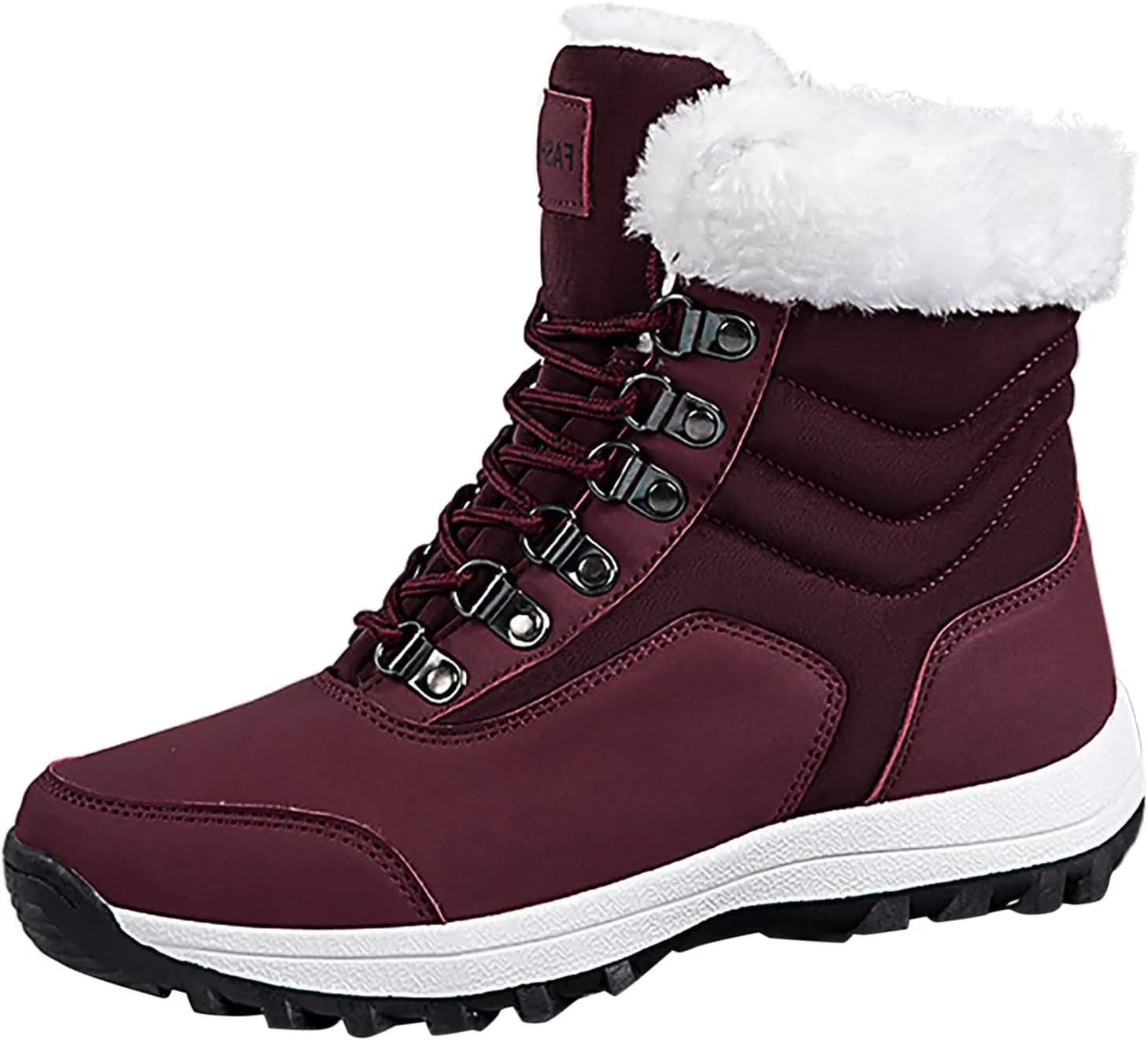 Snow Boots Women Winter Warm Fur Lined Snow Boots Cuffed Fur Collar Anti-Slip Mid Calf Boots Outdoor Insulated Waterproof Hiking Ankle Boots for Work Walking Hiking Outdoor