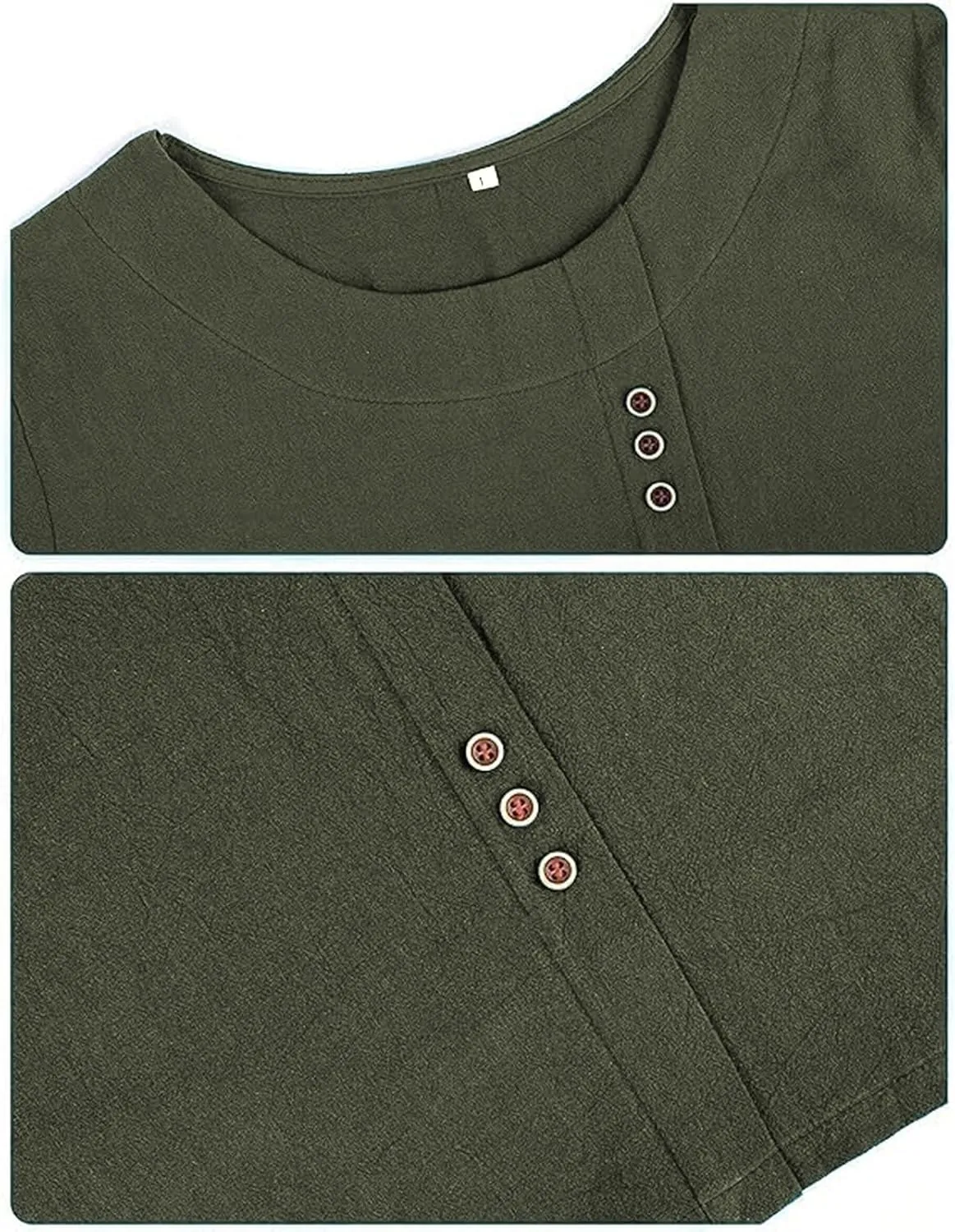 Summer Linen Shirt Women's - Floral Stitch Detail & Button Closure, Relaxed Fit Casual Tee, Moisture-Wicking