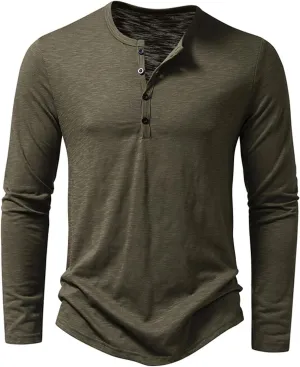 Summer Shirts for Men Long Sleeve Button Pocket Henry Collar Fashion Loose Sport Pants Comfy Fashion Trendy T-Shirts