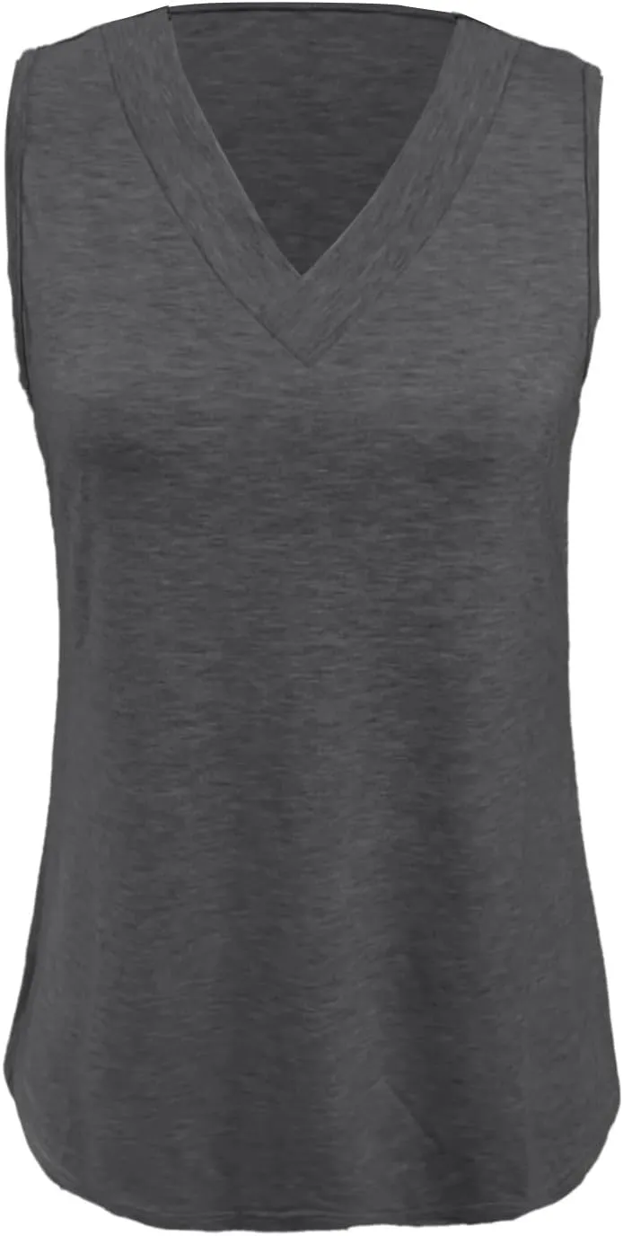 Tank Top for Women Summer V Neck T Shirt Trendy Sleeveless Basic Tee Shirts Loose Fit 2025 Vacation