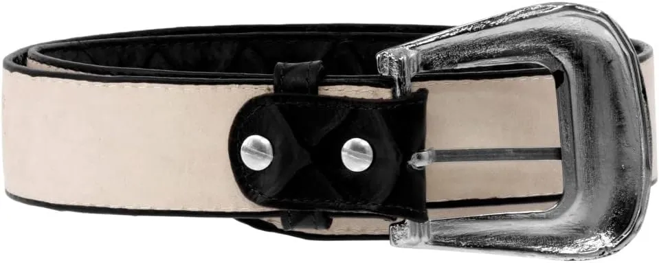 Texas Legacy Mens Black Pirarucu Fish Print Leather Western Cowboy Belt Dress Buckle