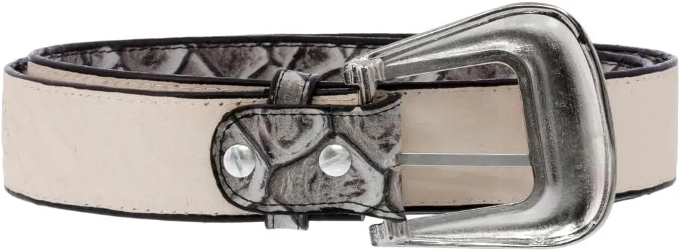Texas Legacy Mens Natural Pirarucu Fish Print Leather Western Cowboy Belt Dress Buckle